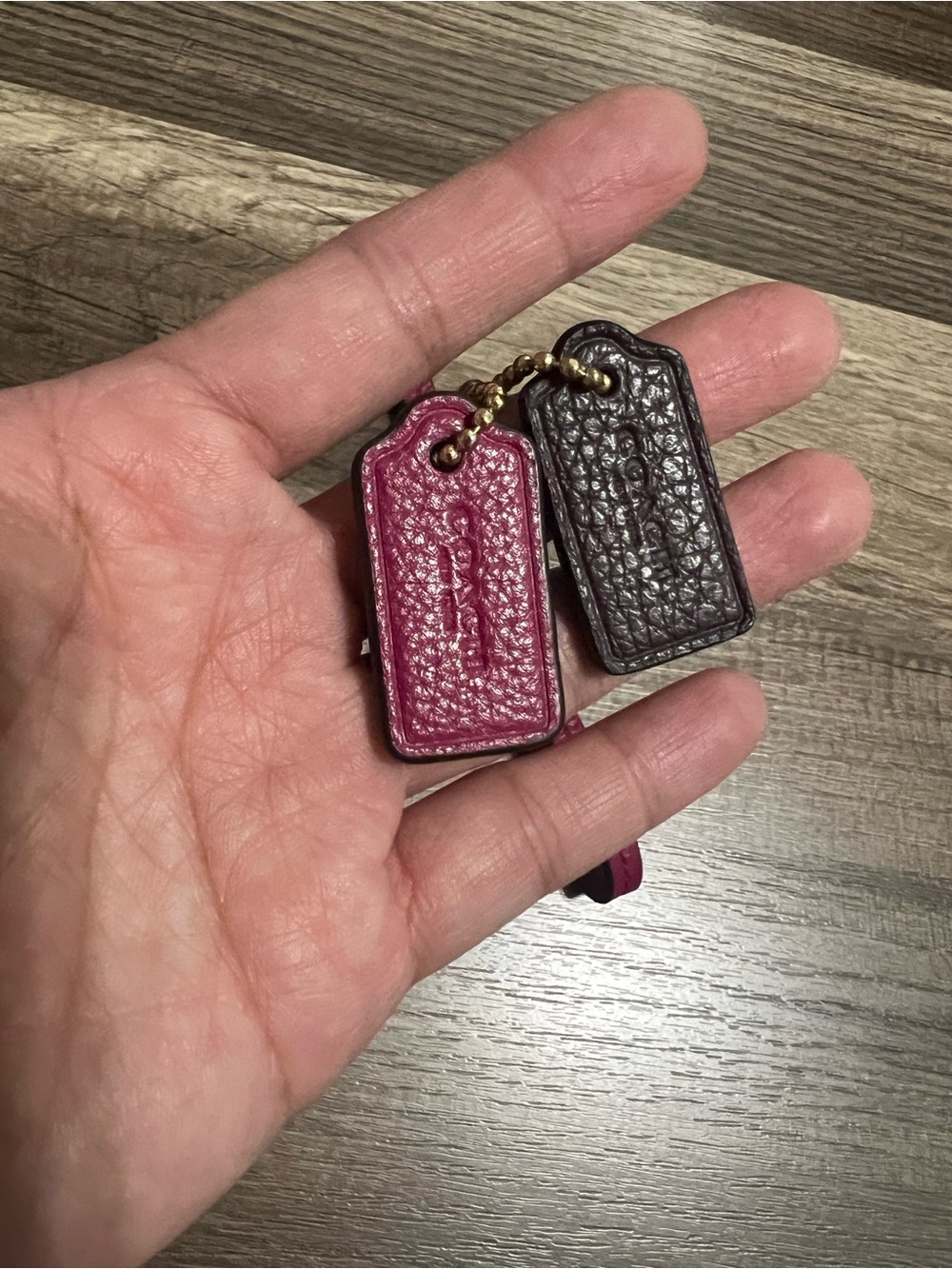 3pc Coach lot Leather Wristlet strap and hangtags - Pink & Brown - Picture 2 of 7